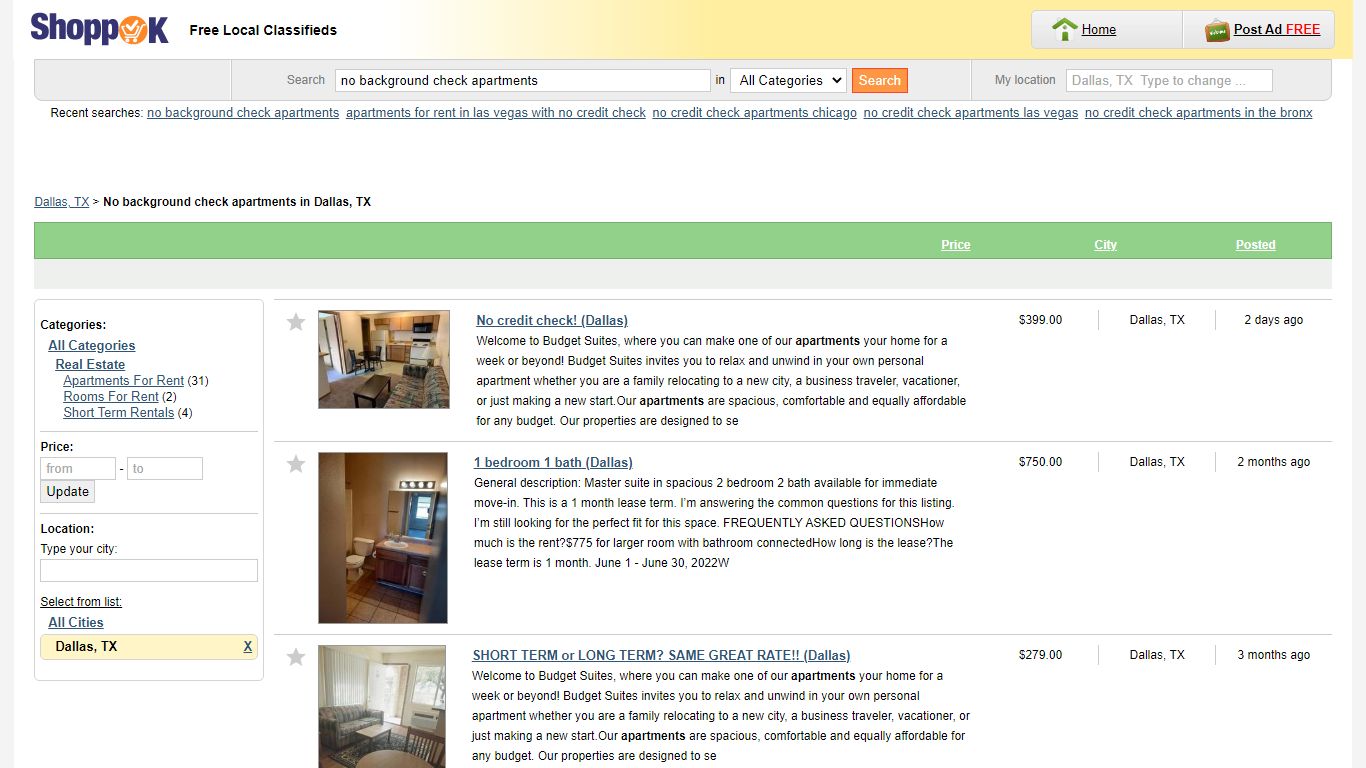 No Background Check Apartments - in Dallas, TX - Shoppok